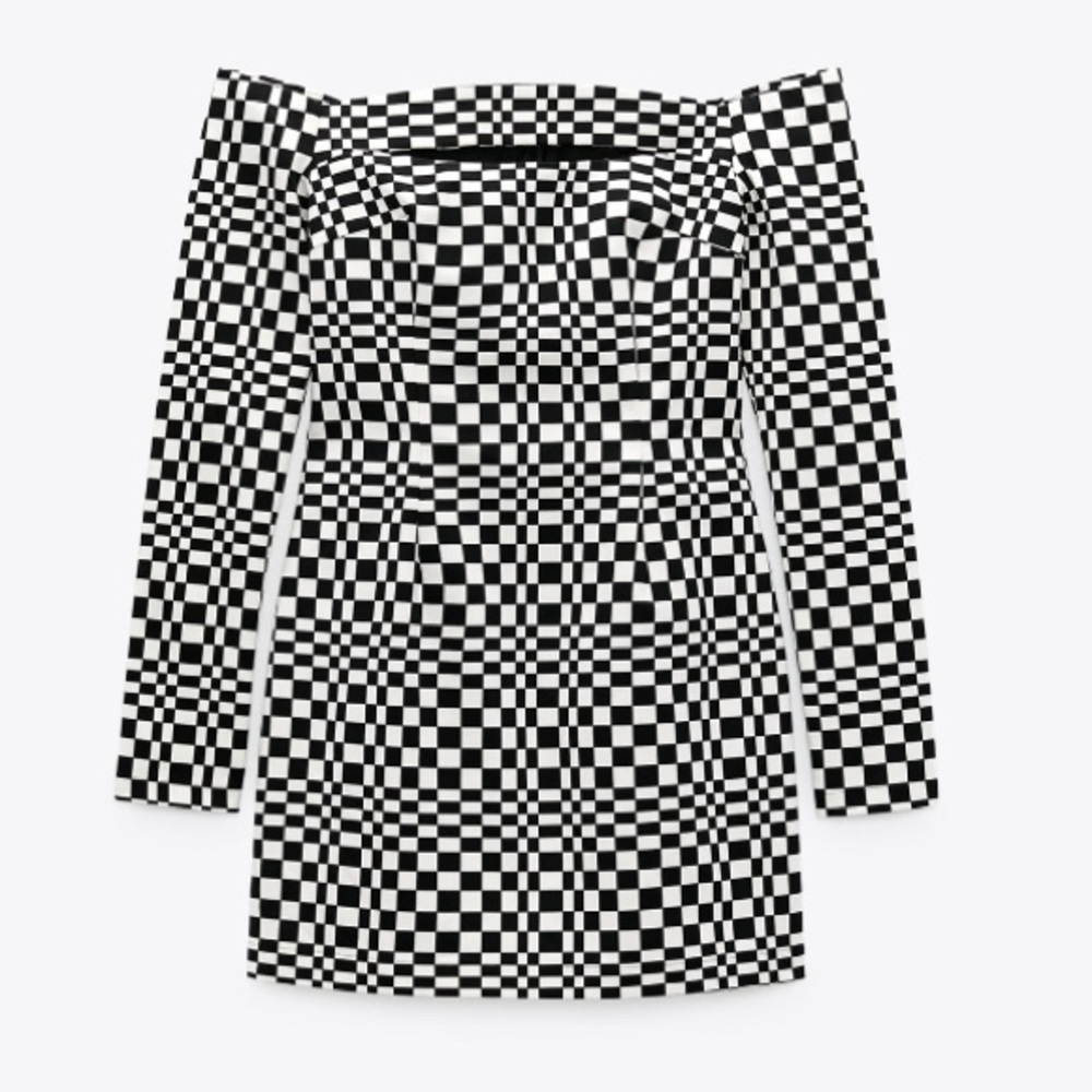 NEW! HP 🥳🥳🥳Zara Checkered Print Mini Dress - Picture 1 of 9
